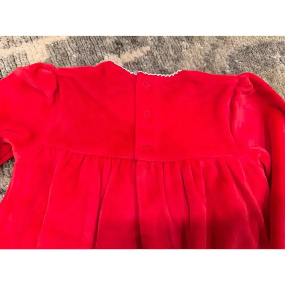 Kissy Kissy Red Velour Holiday Dress With Bow 12-18 Months NWT